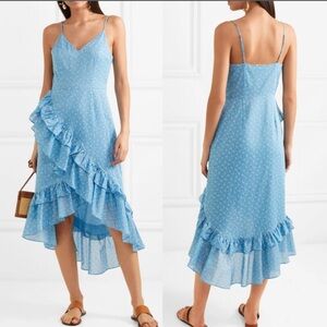 LoveShackFancy Maya ruffled printed midi cotton dress 4 blue